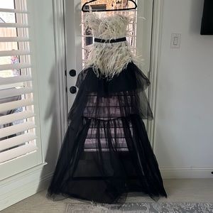 Black with feathers dress
